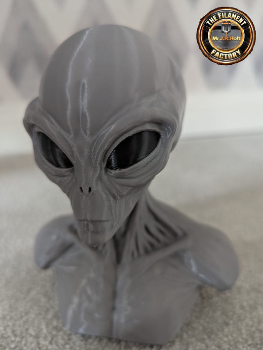 Grey Alien Bust Sculpture –Sci-Fi Extraterrestrial Figure 3D Printed Collectible