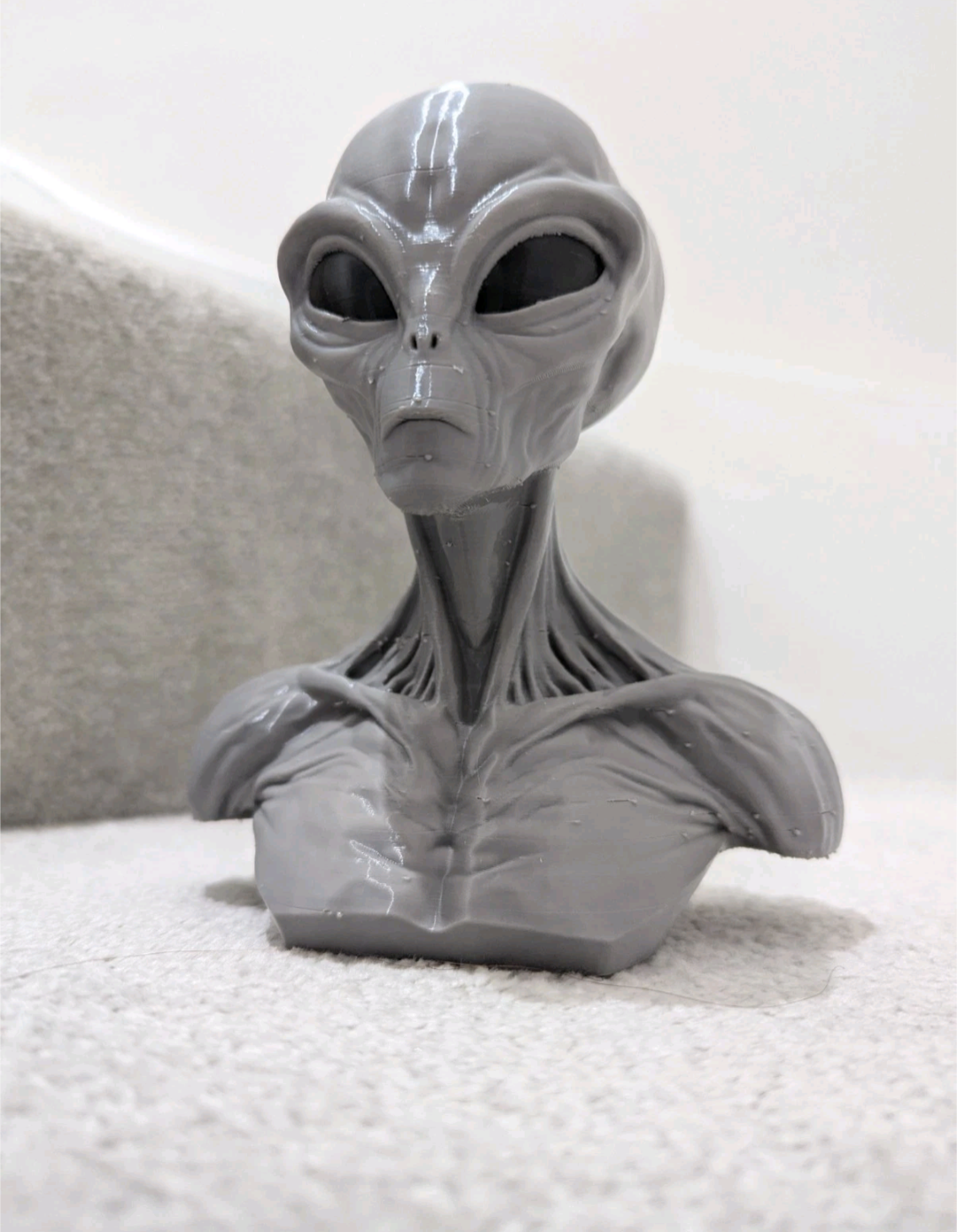 Grey Alien Bust Sculpture –Sci-Fi Extraterrestrial Figure 3D Printed Collectible