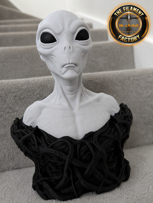 Grey Alien Bust Sculpture –Sci-Fi Extraterrestrial Figure-Large Model-UK seller