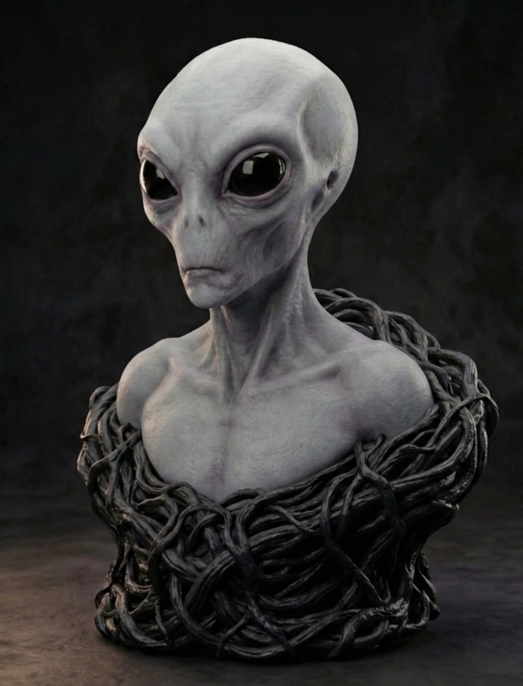 Grey Alien Bust Sculpture –Sci-Fi Extraterrestrial Figure-Large Model-UK seller