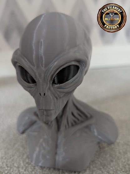 Grey Alien Bust Sculpture –Sci-Fi Extraterrestrial Figure 3D Printed Collectible
