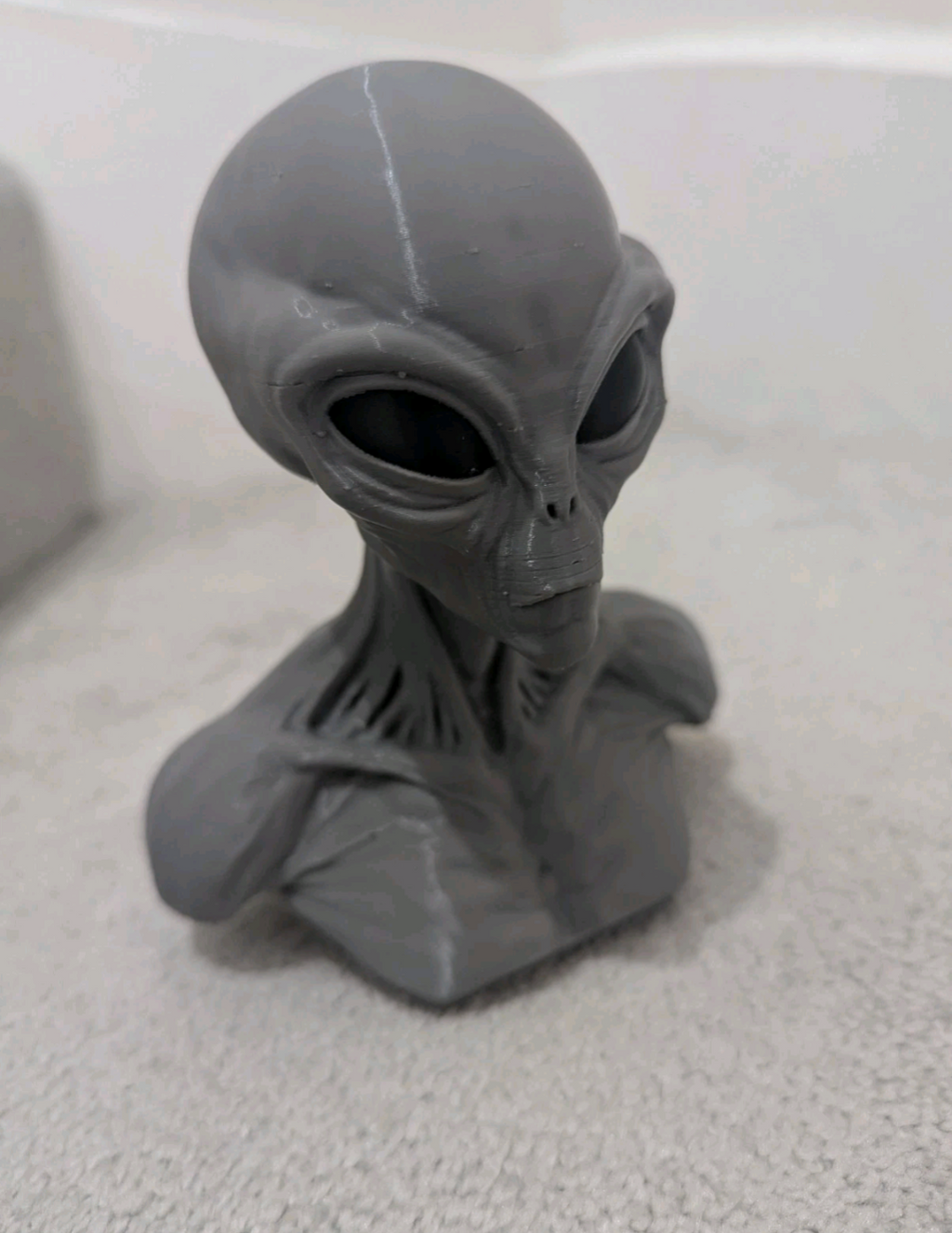 Grey Alien Bust Sculpture –Sci-Fi Extraterrestrial Figure 3D Printed Collectible