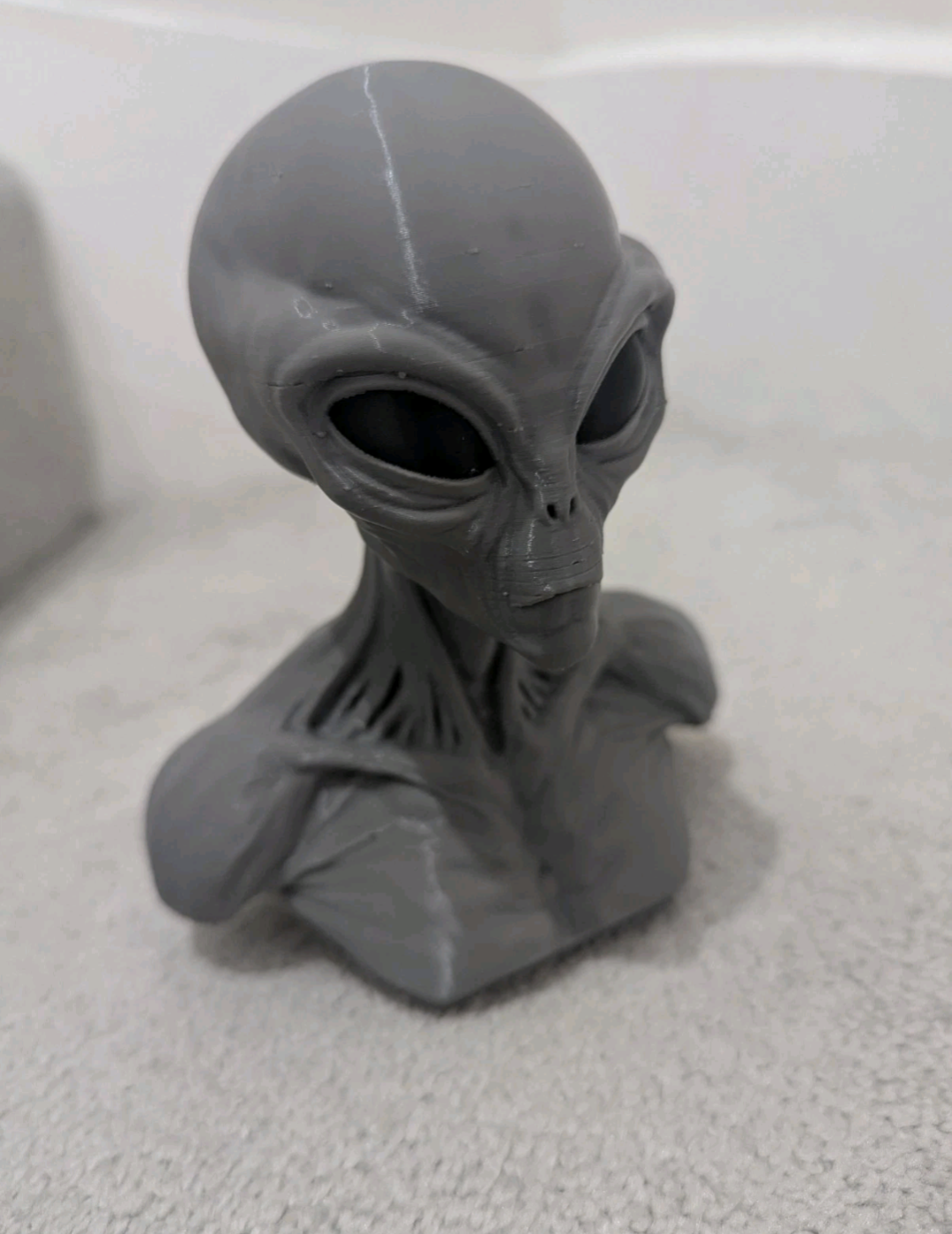 Grey Alien Bust Sculpture –Sci-Fi Extraterrestrial Figure 3D Printed Collectible